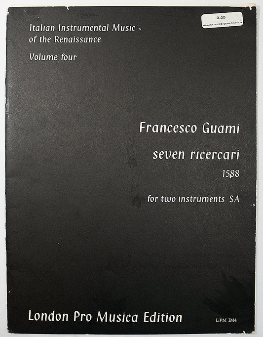 Guami: Seven Ricercari, 1588 for Two Instruments