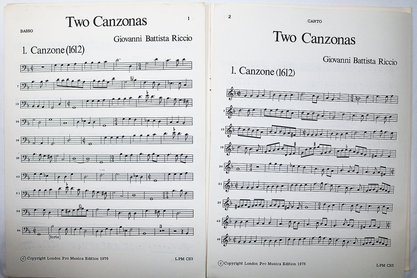 Guami: Seven Ricercari, 1588 for Two Instruments