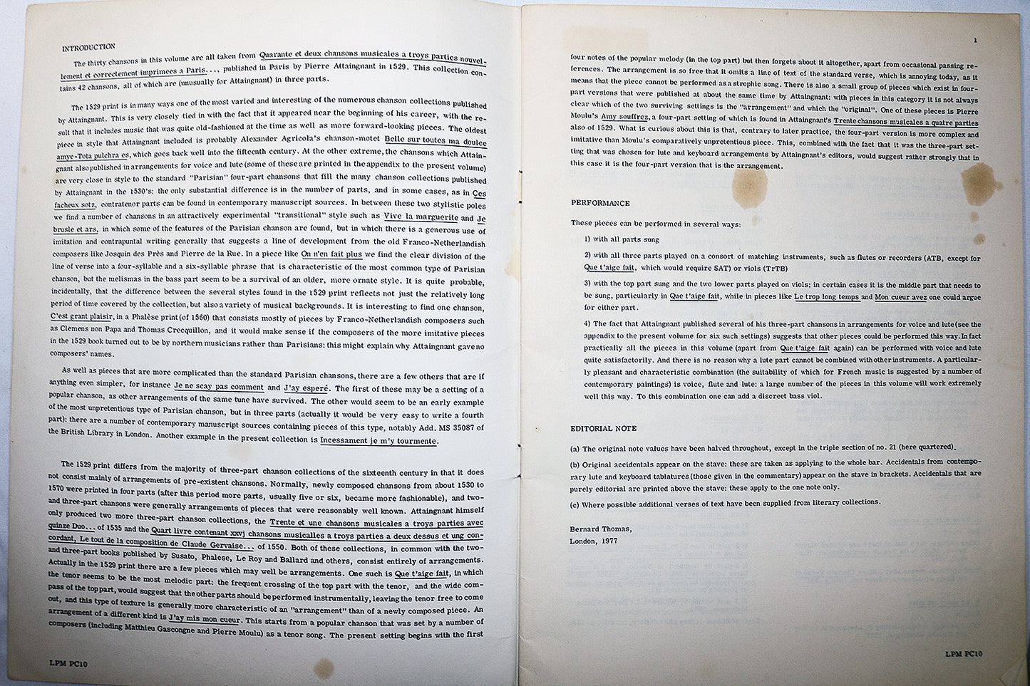 Thirty Chansons, 1529, for Three Instruments or Voices