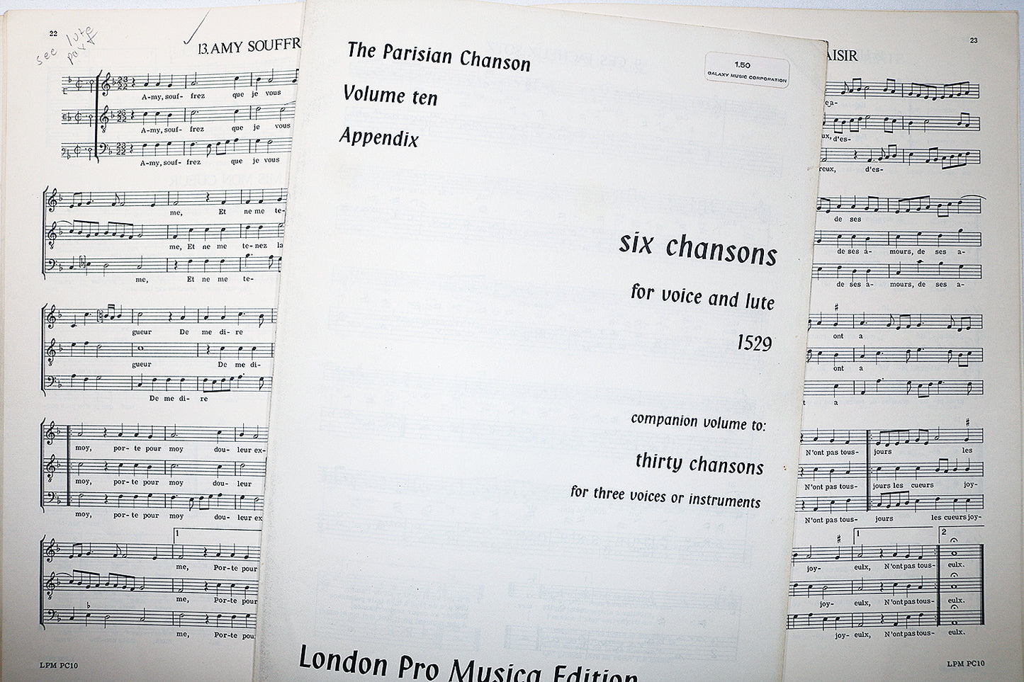 Thirty Chansons, 1529, for Three Instruments or Voices