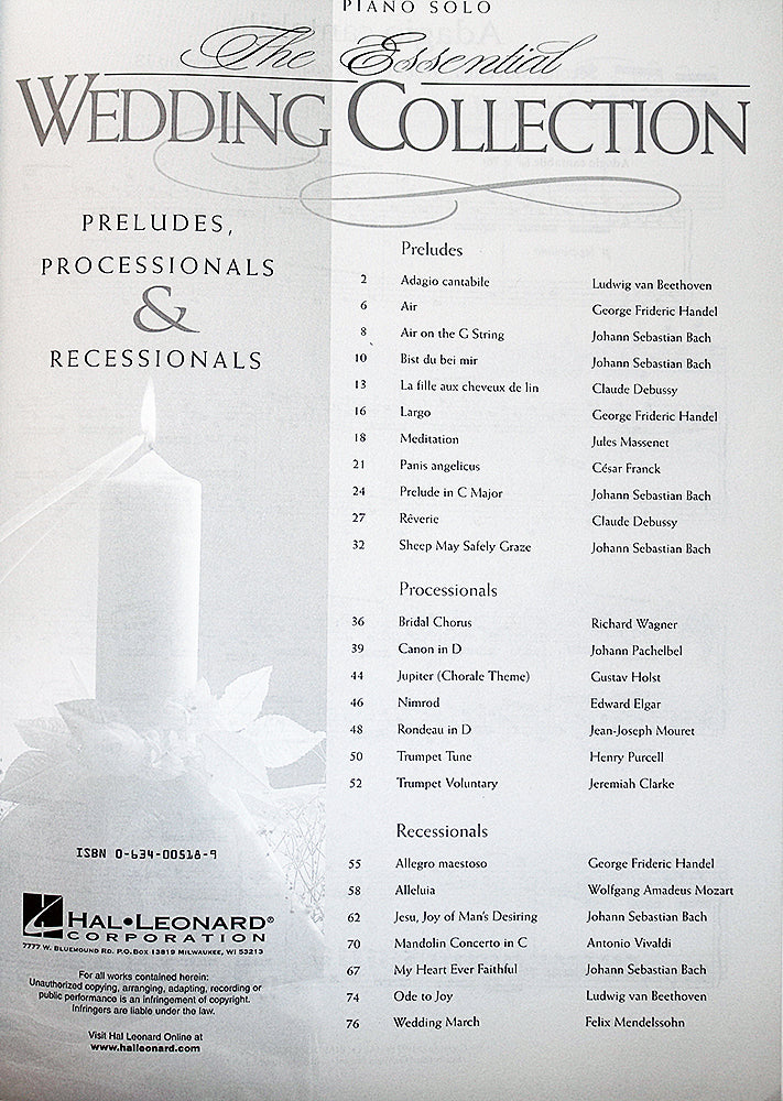 The Essential Wedding Collection: Preludes, Processionals & Recessionals (Piano Solo)