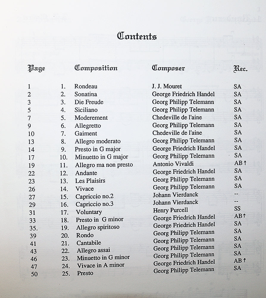 The Second Baroque Book for Two Treble Instruments, Duets Book 2