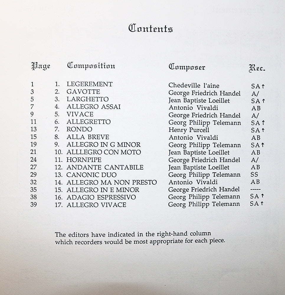 The Third Baroque Book for Two Treble Instruments, Duets Book 3