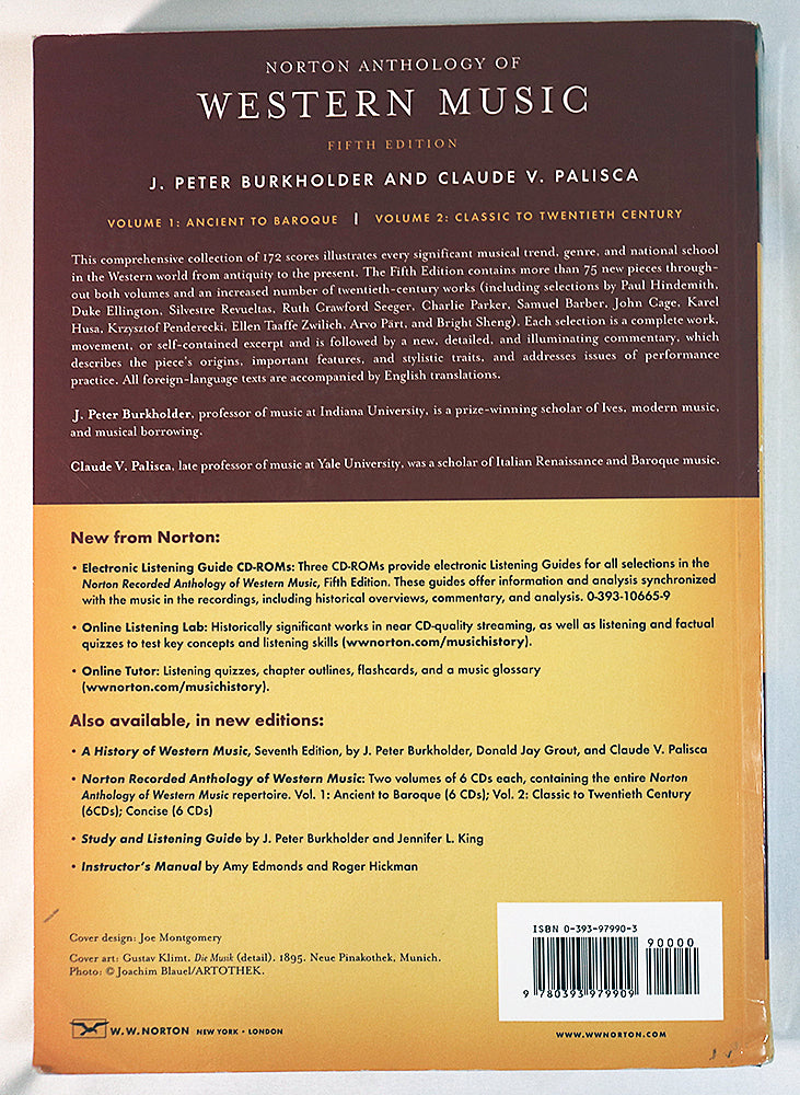 Norton Anthology of Western Music, Volume 1: Ancient to Baroque (5th Edition)
