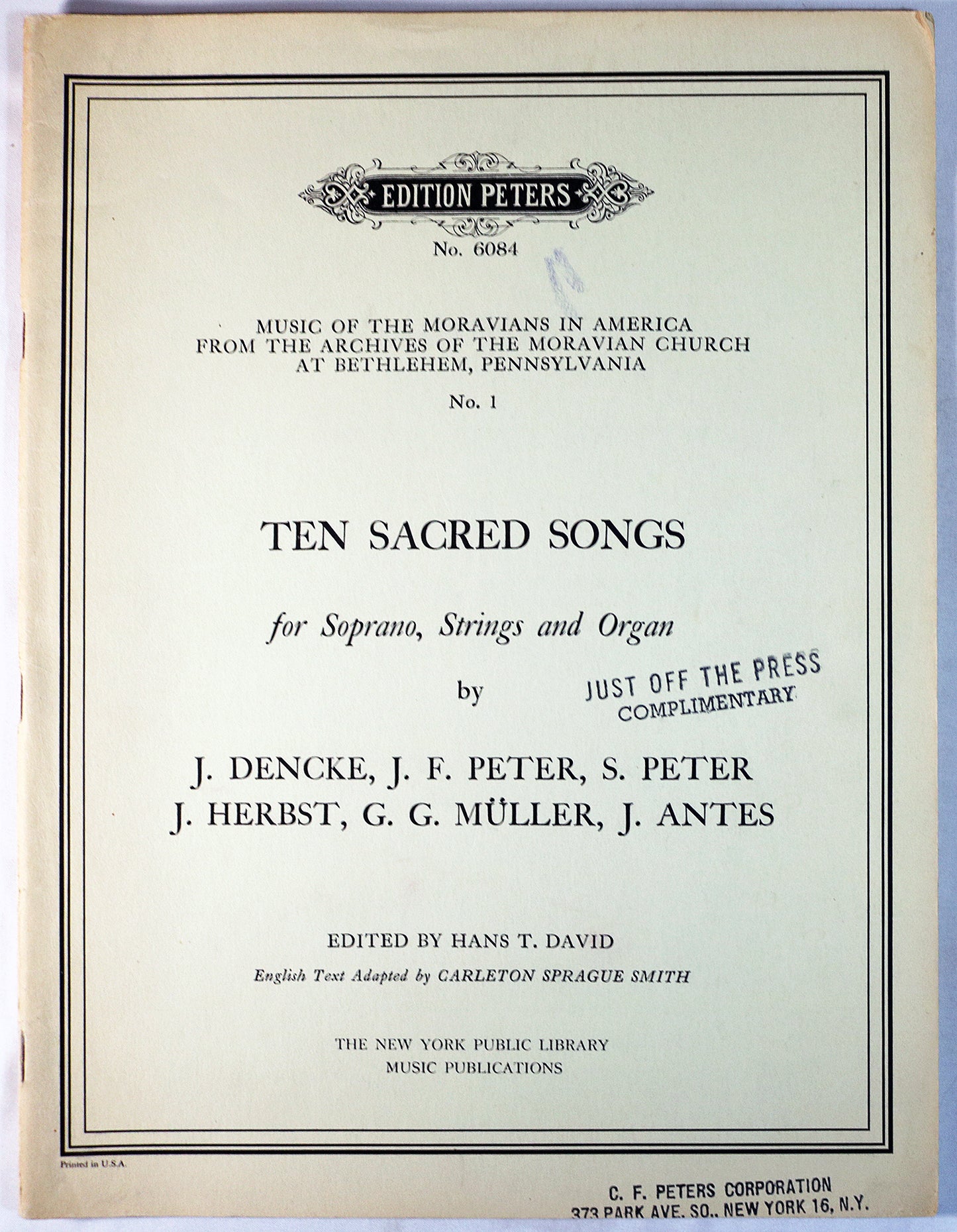 Ten Sacred Songs for Soprano, Strings and Organ (full score)